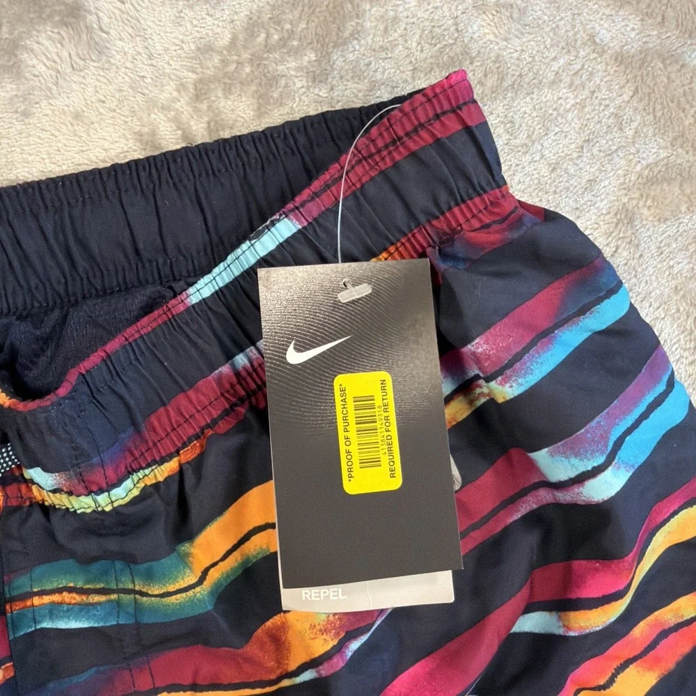 Nike Swim Trunks Men XL Multicolor Stripe Athletic Board Shorts NESS9419 EUC